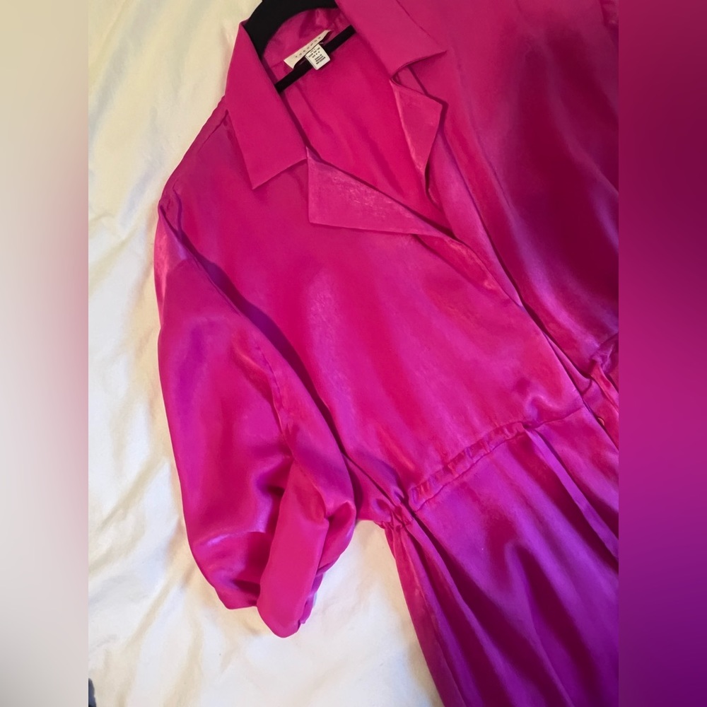 Pink silky maxi dress